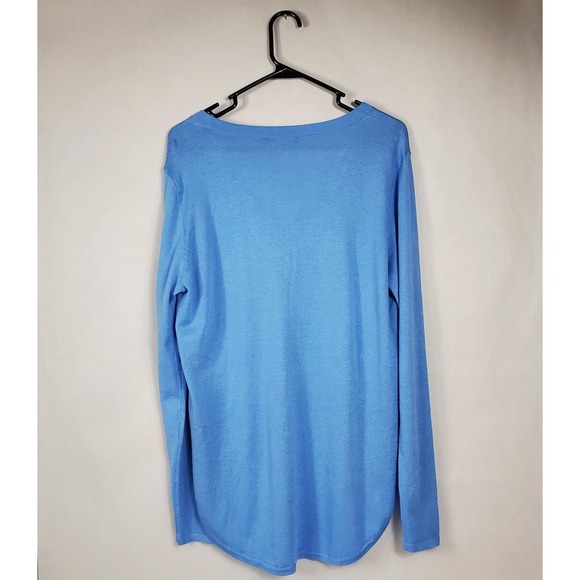 Lauren Ralph Lauren Blue V-Neck High-Low Knit Pullover Sweater Womens Large - Picture 2 of 6